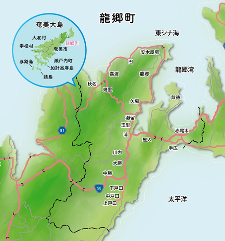 奄美大島・龍郷町map