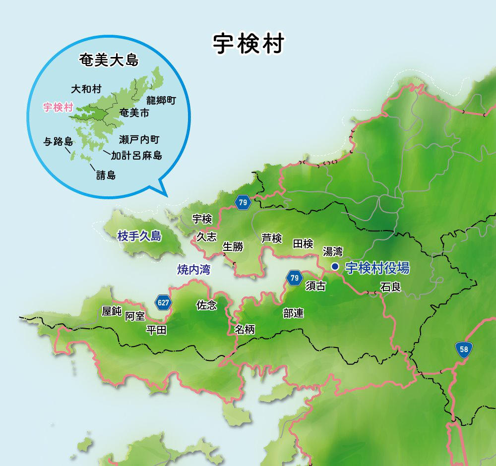 奄美大島・宇検村map